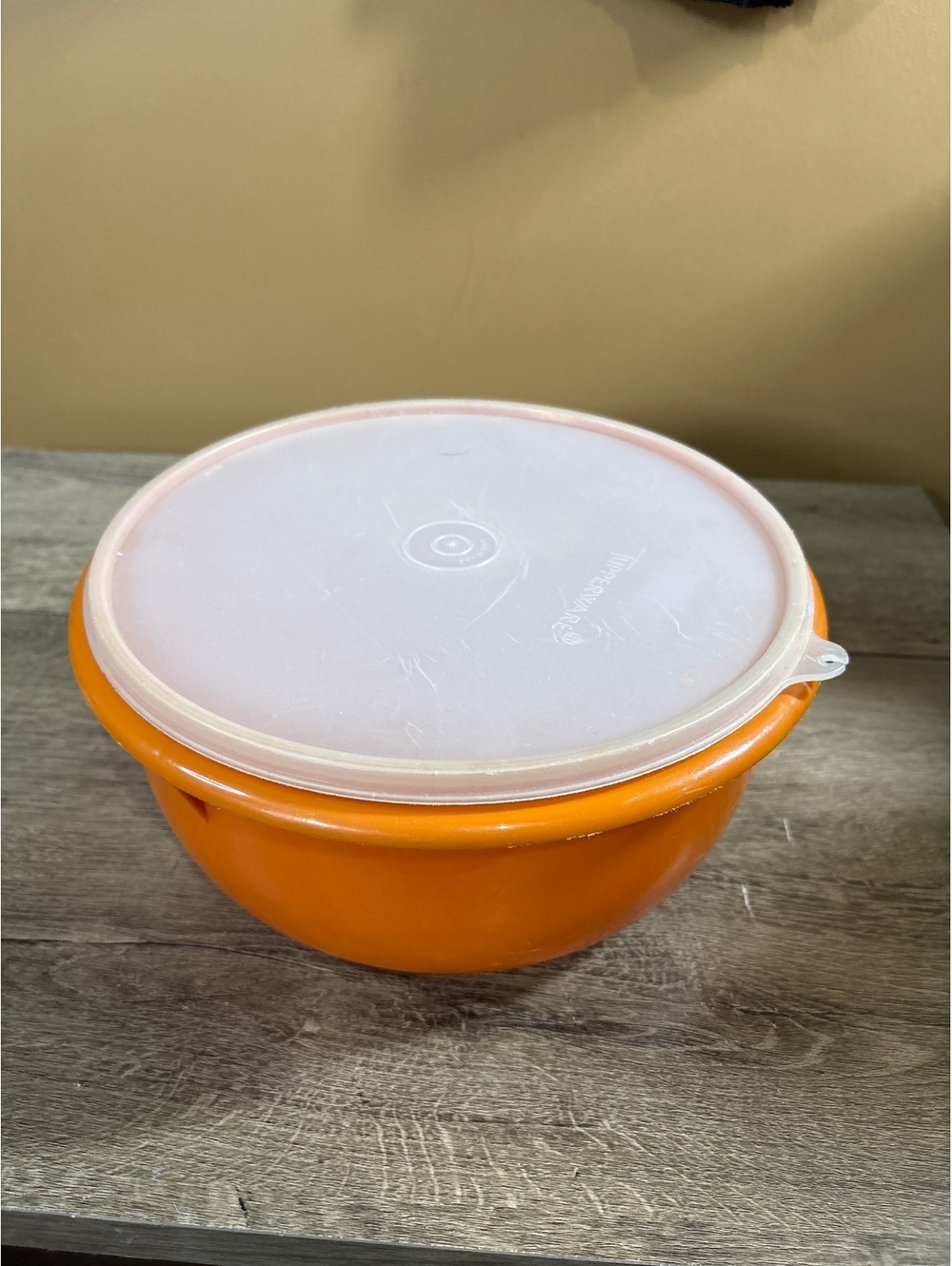 Vintage Orange Tupperware Mixing Bowl with Lid